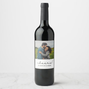 Custom Photo Cheers! Engagement Party Wine Label
