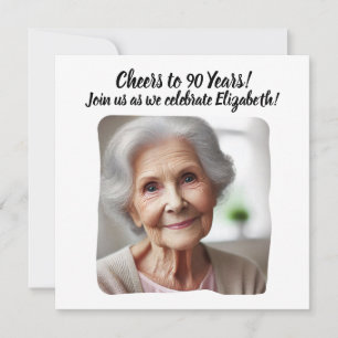 Custom Photo Cheers to 90 Years 90th Birthday Invitation