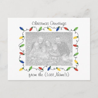 Custom Photo Christmas Card-Christmas Lights Holiday Postcard