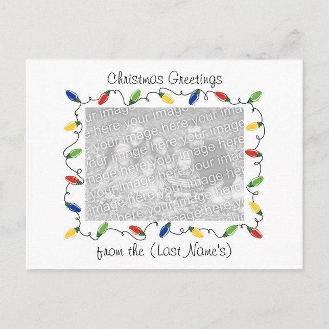 Custom Photo Christmas Card-Christmas Lights Holiday Postcard (Front)