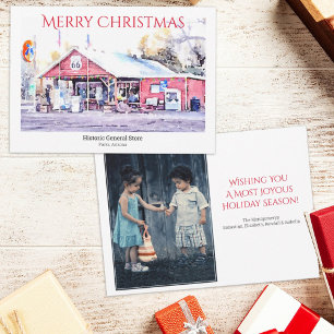 Custom Photo Christmas Card Watercolor Route 66