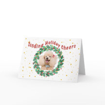 Custom Photo Christmas Card with  Wreath