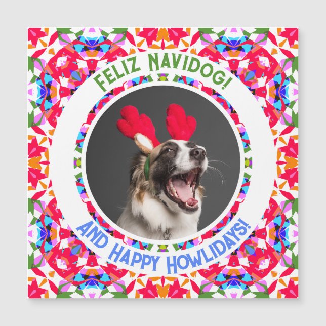 Custom Photo Christmas Dog Mom Dad Magnet (Front)