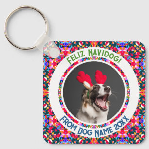 Custom Photo Christmas Dog Mom Mum Dad Colourful Keychain