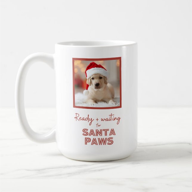 Custom Photo - Christmas Dog Santa Paws  Coffee Mug (Left)