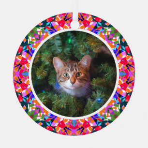 Custom Photo Christmas Dopamine Decor Colourful Metal Ornament