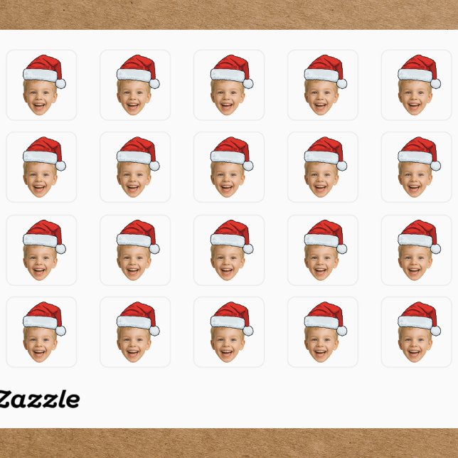 Custom Photo Christmas | Face with Santa Hat  Square Sticker (Creator Uploaded)