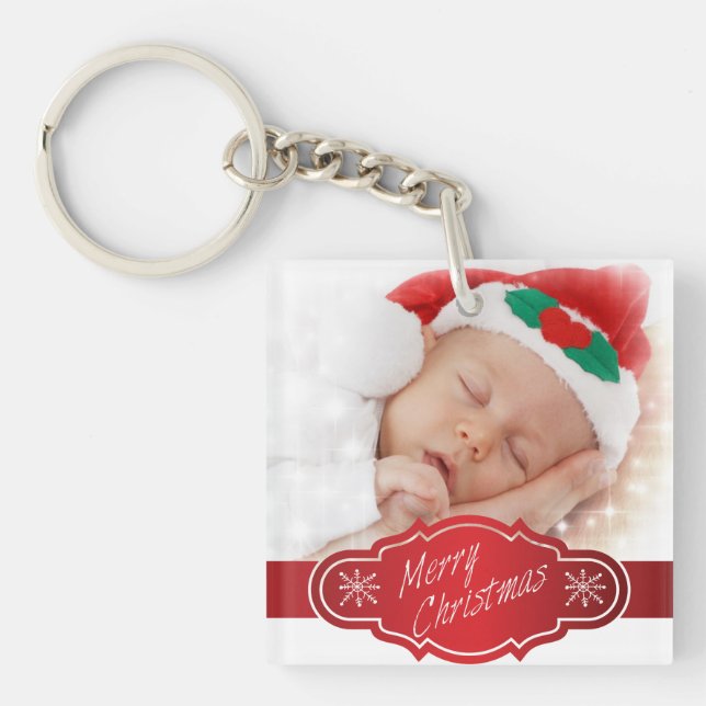 Custom Photo Christmas Gift - Keychain (Front)