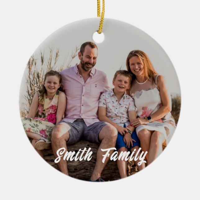 Custom Photo Christmas Ornament - Ceramic Keepsake (Front)