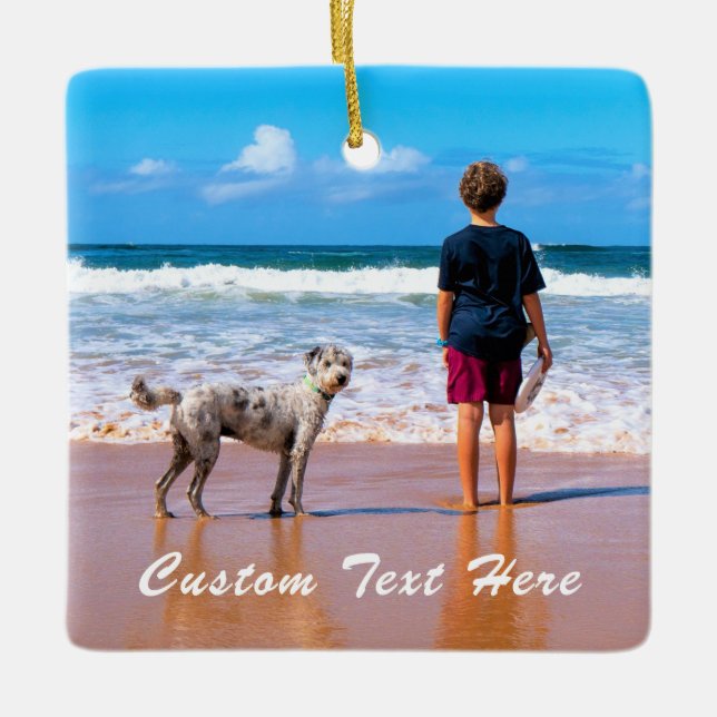 Custom Photo Christmas Ornament Your Pets Photos (Front)