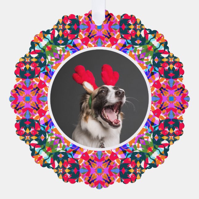 Custom Photo Christmas Pet Dog Cat Memorial  Ornament Card (Front)