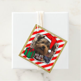 Custom Photo Christmas Santa Hat Pet HO HO HO Favour Tags
