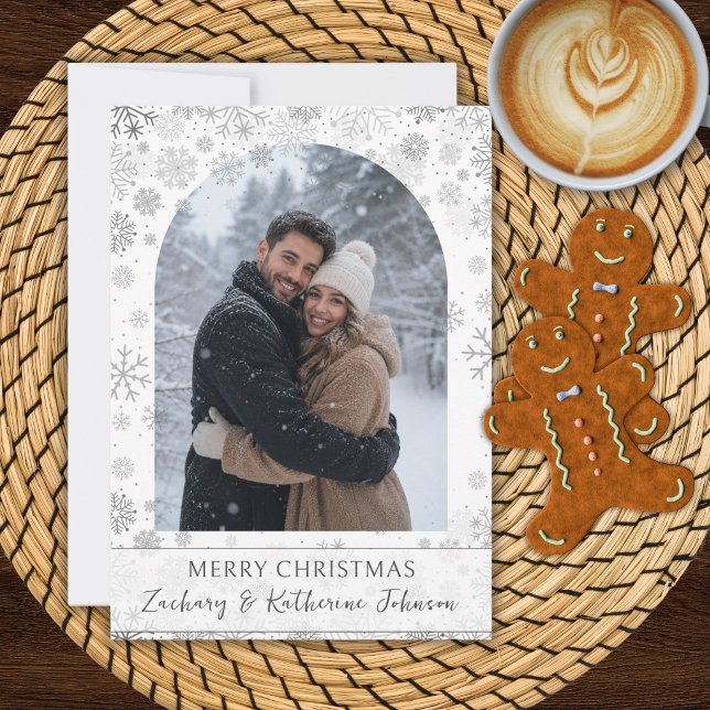 Custom Photo Christmas Snowflakes Card (Creator Uploaded)