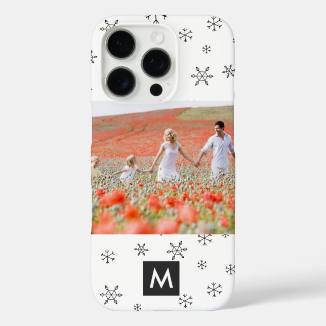 Custom Photo Christmas Snowflakes Monogram Case-Mate iPhone Case (Back)