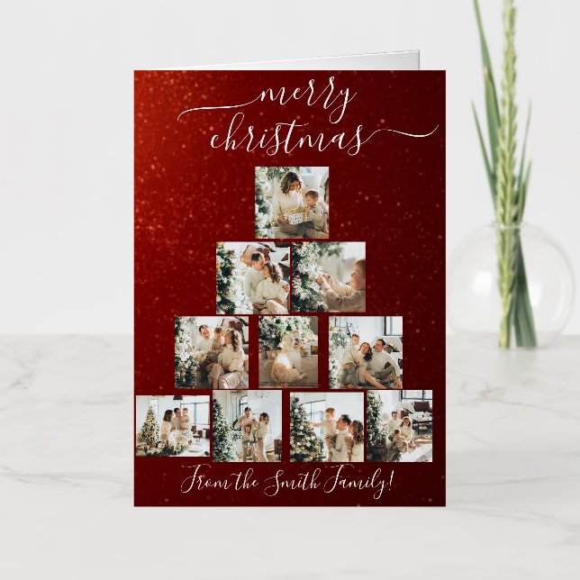 Custom Photo Christmas Tree Christmas Card (Front)
