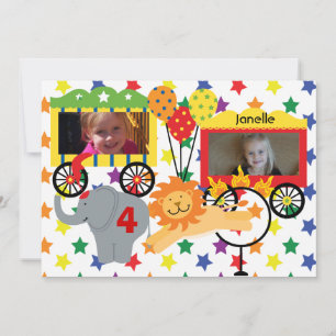 Custom Photo Circus Animals Birthday Invitation