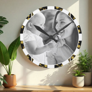 Custom Photo Clock, personalize, family, elegant Round Clock