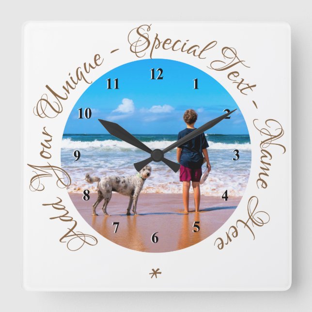 Custom Photo Clock with Text Your Own Desing (Front)