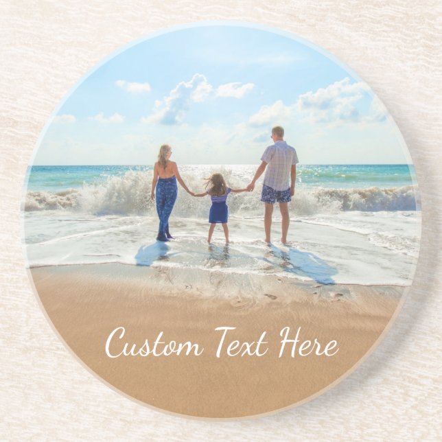 Custom Photo Coaster Personalized Text (Front)