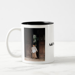 Custom Photo Coffee, Add Photo and Text Two-Tone Coffee Mug