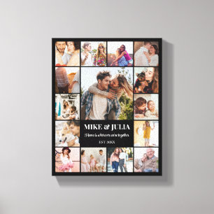 Custom Photo Collage 15 Pictures 8x10 16x20 Black Canvas Print