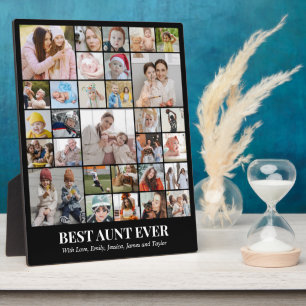 Custom Photo Collage 30 Pictures 8x10 Aunt Black Plaque