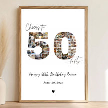 Custom Photo Collage 50th Birthday Poster Gift