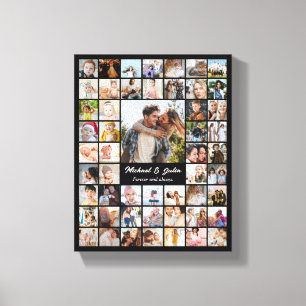 Custom Photo Collage 52 Pictures 8x10 16x20 Black Canvas Print