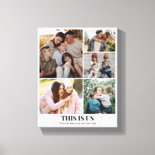 Custom Photo Collage 5 Pictures 8x10 16x20 White Canvas Print
