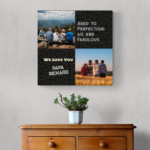 Custom Photo Collage 60th Birthday Gifts for Men Canvas Print