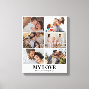 Custom Photo Collage 6 Pictures Grid 11x14 White Canvas Print