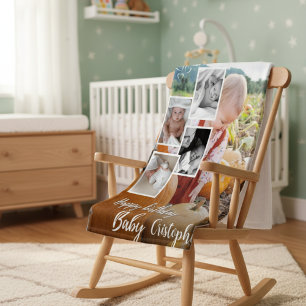 Custom Photo Collage Baby Birthday Name  Sherpa Blanket