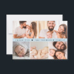 Custom Photo Collage Baby Shower Dusty Blue Thank You Card<br><div class="desc">Express your gratitude with our "Baby Shower Photo Collage Simple Heart dusty Blue accent colour Thank You Card". This charming card features a sweet, simple design and a customizable photo collage, perfect for showcasing memories from your special day. Personalize the message on the back to add a heartfelt touch, making...</div>