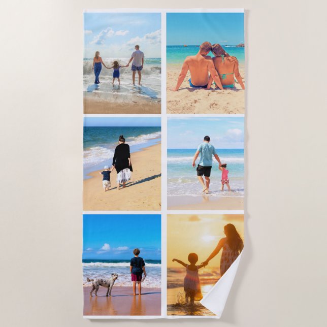 Custom Photo Collage Beach Towel with Your Photos (Front)