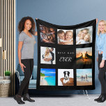 Custom photo collage best dad ever black fleece blanket<br><div class="desc">A gift for your father,  celebrating his life with a collage of 8 photos.  White text: Best Dad EVER. Personalize and use your own photos of him,  children,  wife,  pets,  friends,  his dream travel destination. Black background. Perfect as a Father's Day gift,  for birthdays and Christmas.</div>