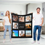 Custom photo collage best dad ever black fleece blanket<br><div class="desc">A gift for your father,  celebrating his life with a collage of 8 photos.  White text: Best Dad EVER. Personalize and use your own photos of him,  children,  wife,  pets,  friends,  his dream travel destination. Black background. Perfect as a Father's Day gift,  for birthdays and Christmas.</div>