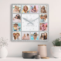 Custom Photo Collage Besties Silver Glitter