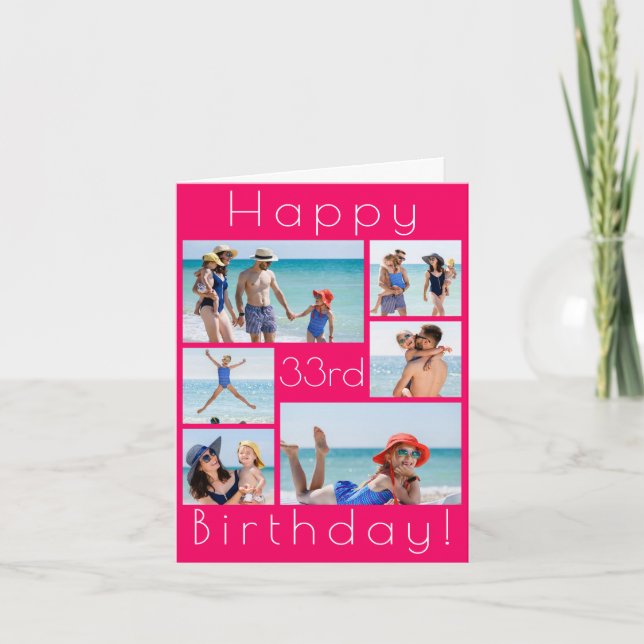 Custom Photo Collage Birthday Card – Any Age Group (Front)