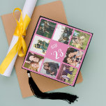 Custom Photo Collage & Class Year Graduation Cap Topper<br><div class="desc">Create a sweet keepsake of your school years with this custom grad cap topper. Customize with 9 square photos of your family,  friends,  relationship,  pets,  vacations or favourite memories. Personalize the centre with your class year and school name in white lettering on a vibrant pink background.</div>