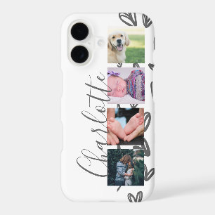 Custom Photo Collage Customizable Grey Hearts