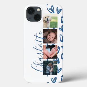 Custom Photo Collage Customizable Hearts iPhone 13 Case