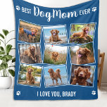 Custom Photo Collage Cute Modern DOG MOM Blue Fleece Blanket<br><div class="desc">Best Dog Mom Ever♡... Surprise your favourite Dog Mom whether it's her birthday, Mother's Day or Christmas with this super cute custom photo blanket. Customize this dog blanket with the dog's 9 favourite photos ! It'll be a treasured keepsake for years to come. Great gift from the dog. COPYRIGHT ©...</div>