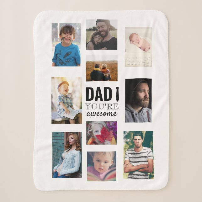 Custom Photo Collage Dad You're Awesome Gift Sherpa Blanket (Front)