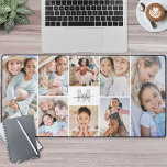 Custom Photo Collage Desk Mat<br><div class="desc">Personalized Initial Name Monogram Photo Collage Desk Mat. Add a personal and stylish touch to your workspace with this custom desk mat, perfect as an office accessory or an extra-large mouse pad for your work-from-home setup. The design features a grey monogram letter with the name displayed in black script, creating...</div>