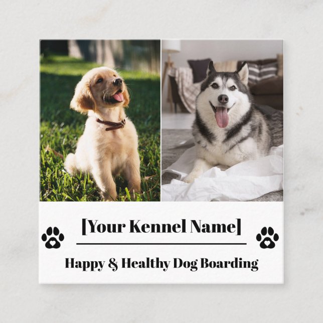 Custom Photo Collage Dog Kennel Business Card (Front)