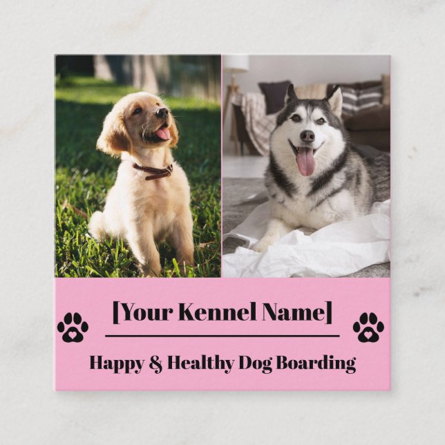 Custom Photo Collage Dog Kennel Business Card (Front)
