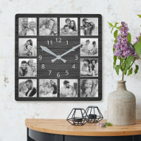 Custom Photo Collage Elegant Black Wood Family