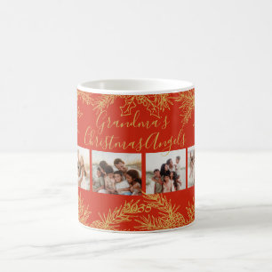 Custom Photo Collage Elegant Grandma's Christmas Coffee Mug