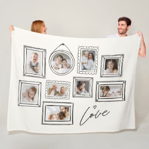 Custom Photo Collage Family Love Fleece Blanket
