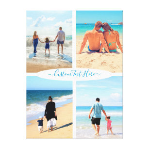 Custom Photo Collage Family Love Personalized Text Canvas Print